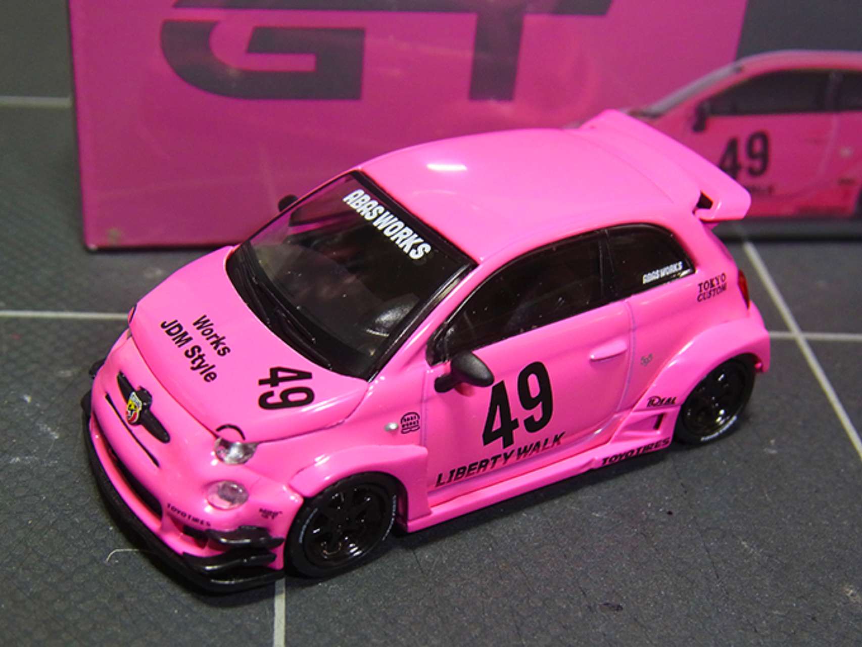 限定 Minigt abarth red LBWK 1個セット MINIGT 1/64 アバルト 595 LBWK レッド 左HD ブリスター限定