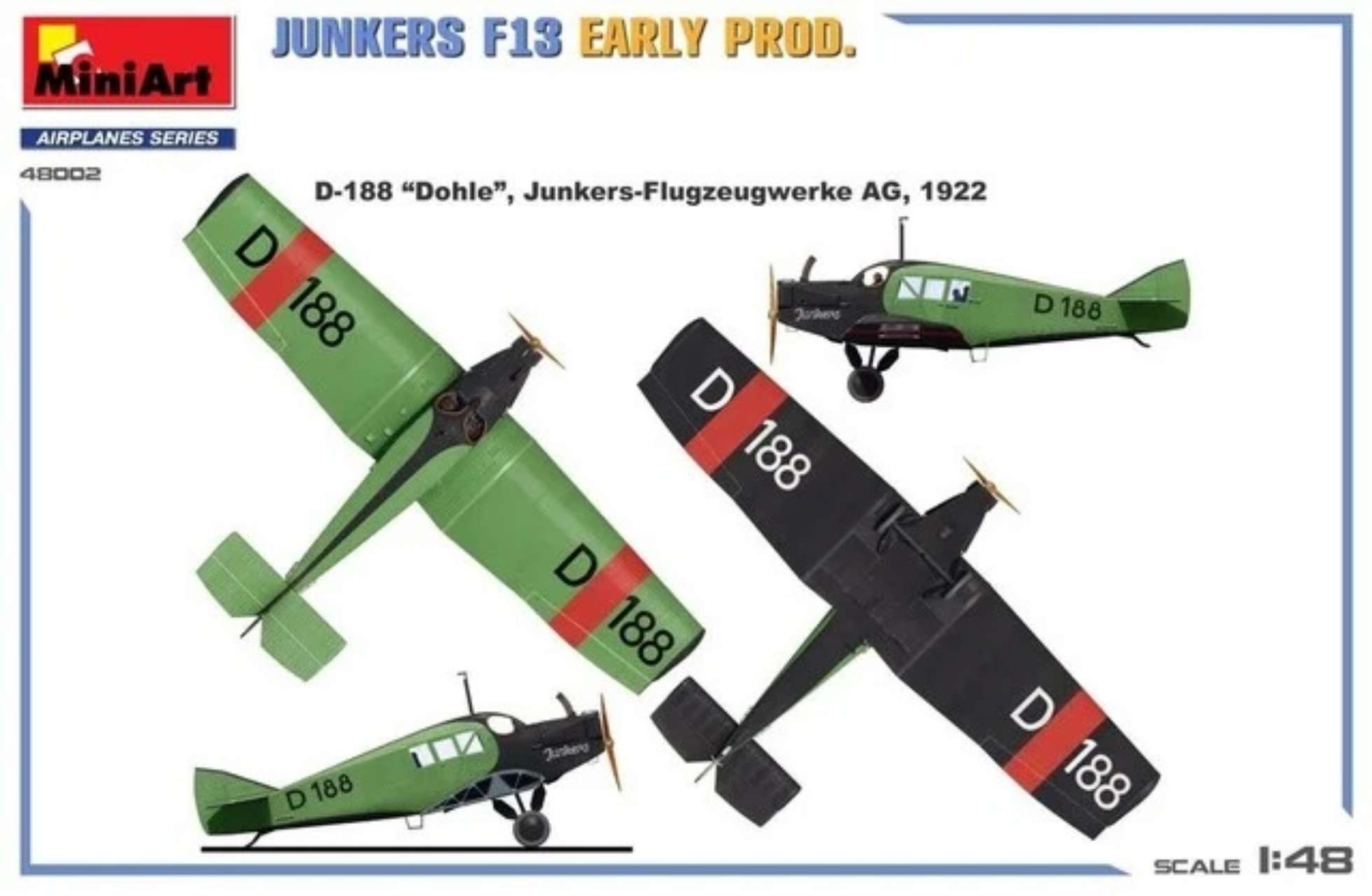 ミニアート　1/48 ユンカースJunkers F13 水上飛行機　初期型 ミニアート 1/48 MAユンカースF13 水上飛行機 初期型 スケール